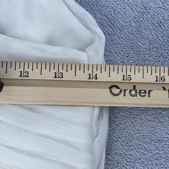 Long Evening Halter Dress Women’s Sz 2 Pure White Chiffon Satin Prom Wedding - Picture 12 of 16